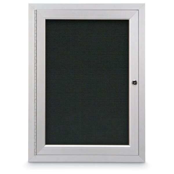24"x36" 1-Door Enclosed Outdoor Letterboard, Header, Black Felt/Satin